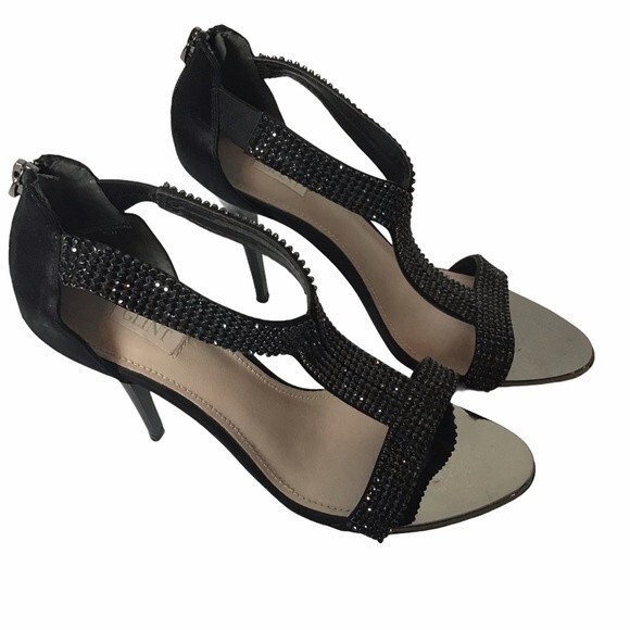 GLINT Devyn Black Rhinestoned Stiletto Heels Size 7.5 - Picture 1 of 7